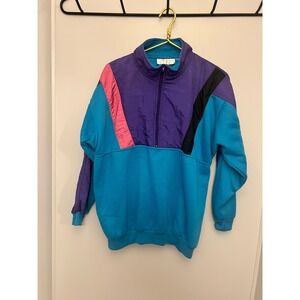 Couture Lady Colorblock Track Jacket Purple Teal Pink Black Retro 80s 90s